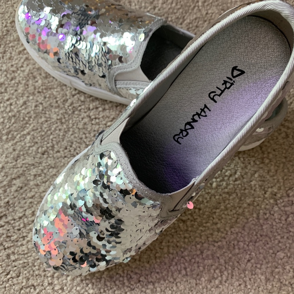 Silver sequence slip ons
